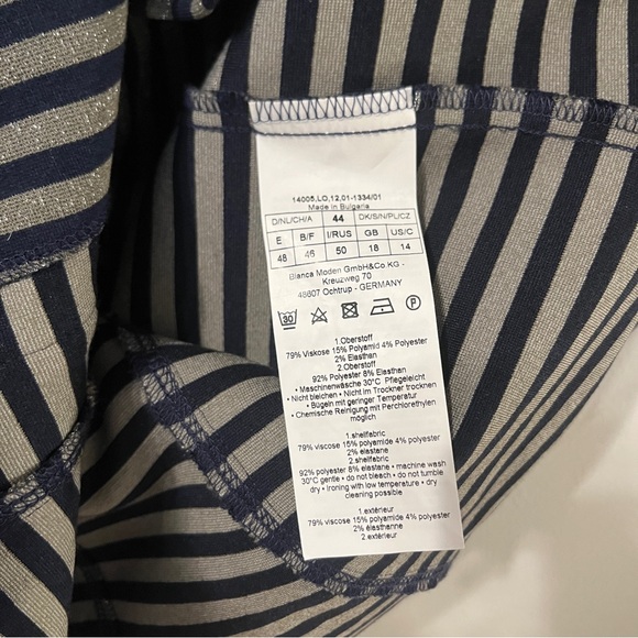 Bianca shimmer bronze and navy stretch blazer size 42/12 - Picture 7 of 7